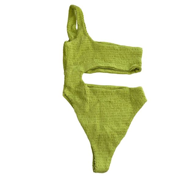 Naked Wardrobe Lime Green One Shoulder Swim One Piece - Picture 1 of 3